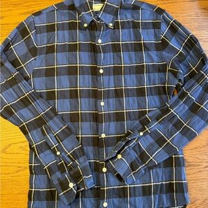 Club Monaco Blue and Black Plaid Men's Shirt